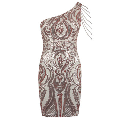 JAIMY Emilia beaded detail sequin dress rose