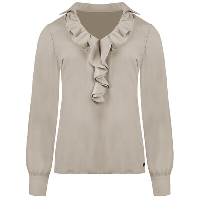 JAIMY Stacy ruffle travel blouse beige