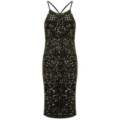JAIMY Everlee low back sequin dress gold