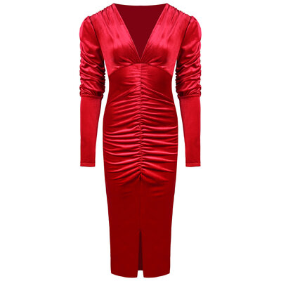 JAIMY Andrea velvet maxi dress red
