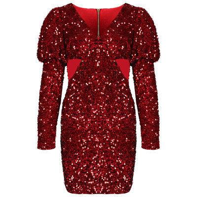 JAIMY Ariana cut out sequin dress red