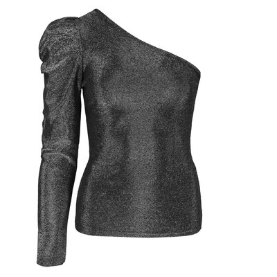 JAIMY Sparkle one shoulder top silver