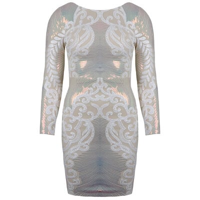 JAIMY Mina low back sequin dress white