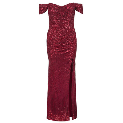 JAIMY Victoria maxi sequin dress bordeaux