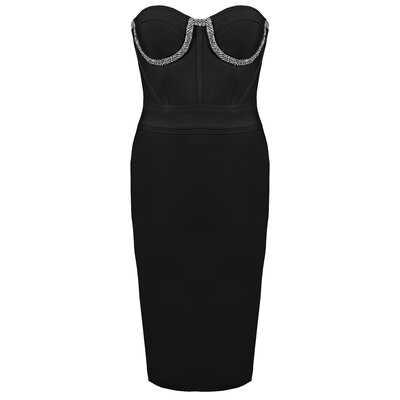 JAIMY Michelle diamond detail bandage dress black