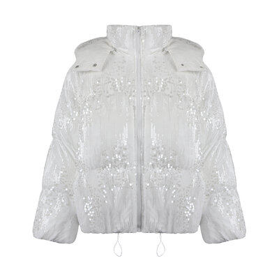 JAIMY Sasha sequin bomber white