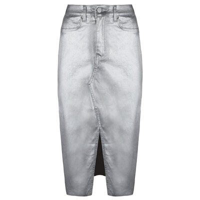 JAIMY Reagan metallic midi skirt silver