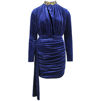 JAIMY Kaylee cut out velvet dress blue