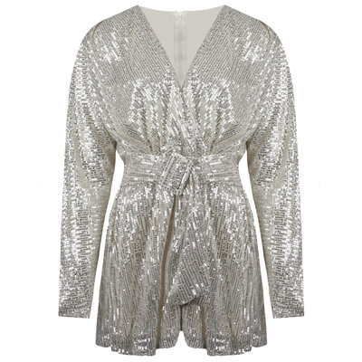 JAIMY Alyssa sequin playsuit silver