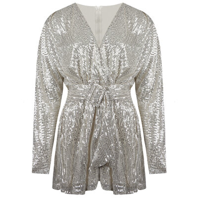 JAIMY Alyssa sequin playsuit silver