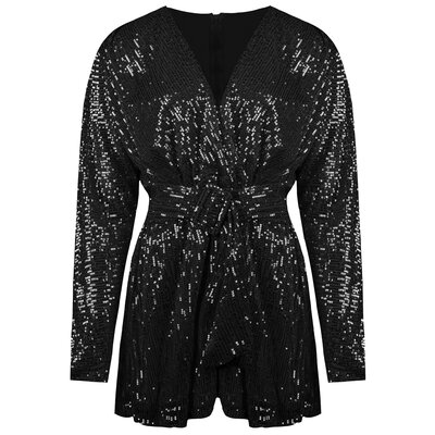 JAIMY Alyssa sequin playsuit black