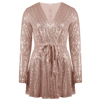 JAIMY Talia sequin playsuit rose