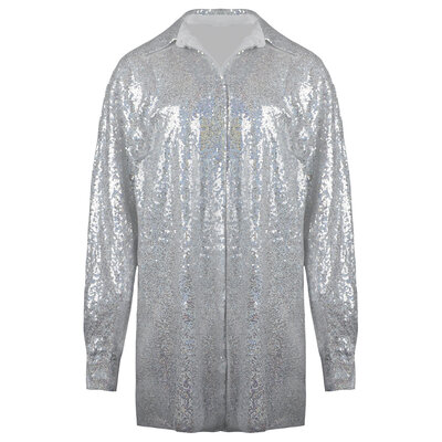 JAIMY Sequin blouse dress white