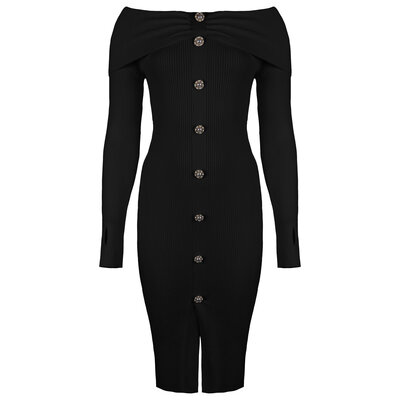 JAIMY Loretta off shoulder knitwear dress black