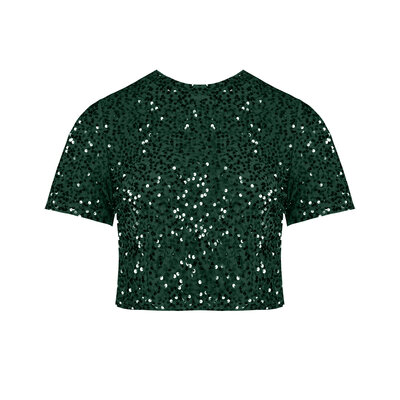 JAIMY Rosa short sleeve sequin top emerald