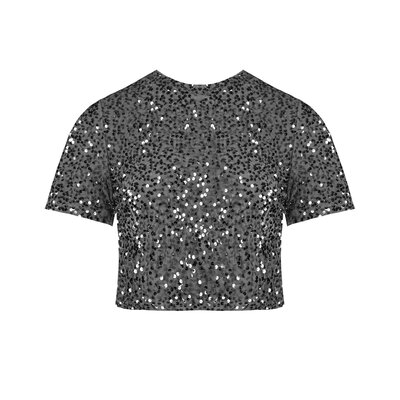 JAIMY Rosa short sleeve sequin top silver