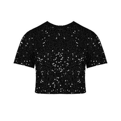 JAIMY Rosa short sleeve sequin top black