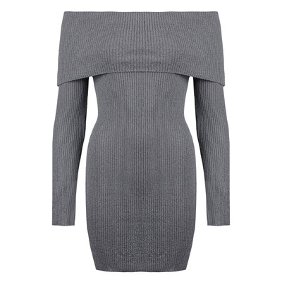 JAIMY Bridget off shoulder knitwear dress grey