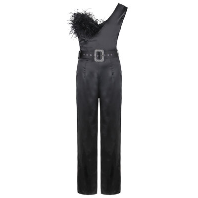 JAIMY Kelly feather detail satin jumpsuit