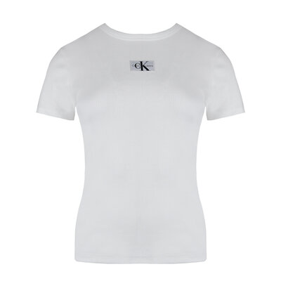 CALVIN KLEIN Woven label regular fit t-shirt  bright white