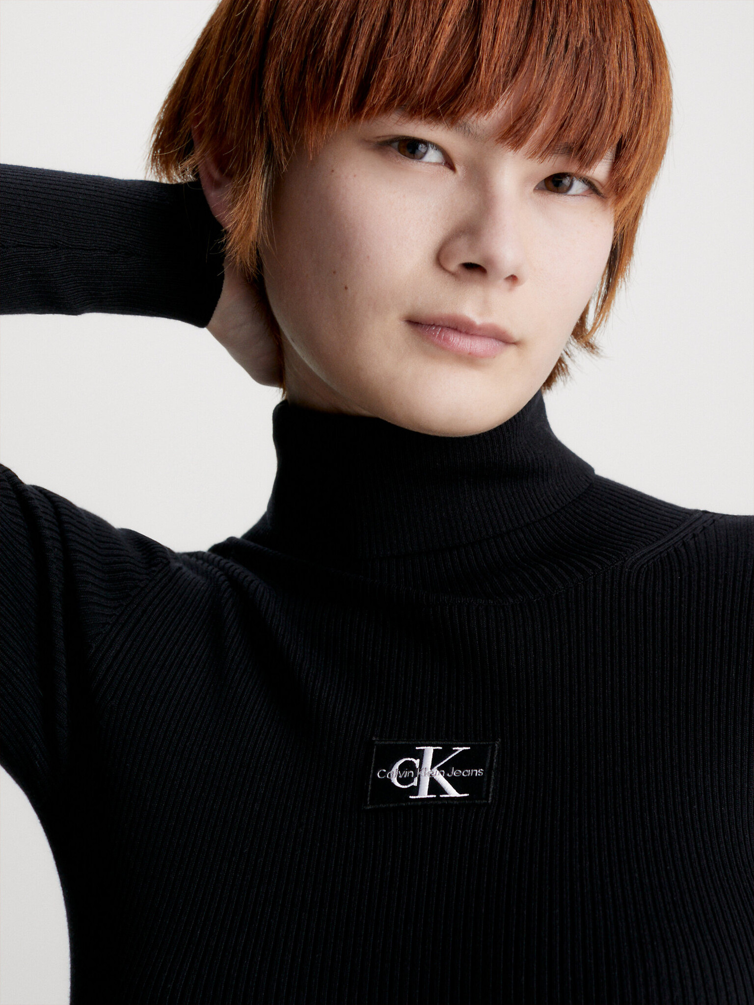 Ck roll - black dress CALVIN KLEIN neck sweater Badge