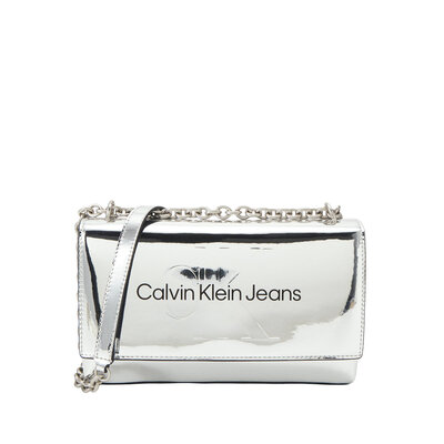 CALVIN KLEIN Sculpted ew flap bag silver