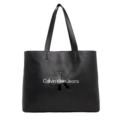 CALVIN KLEIN Sculpted slim tote bag black/metallic logo