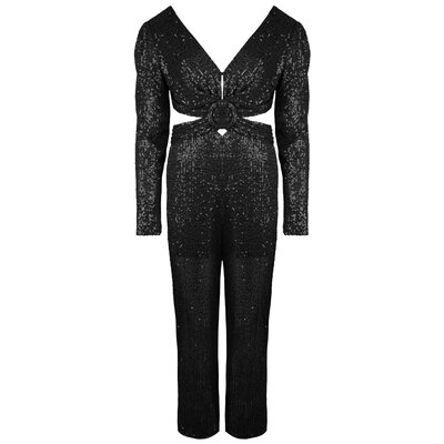 JAIMY Cut out detail sequin jumpsuit black