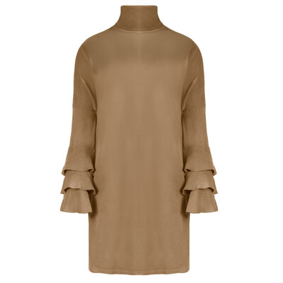 JAIMY Bente ruffle sweaterdress camel