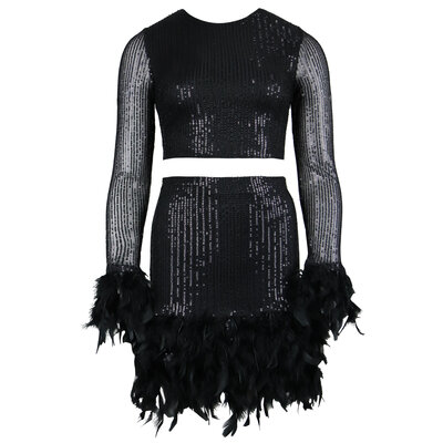 JAIMY Feather detail sequin set