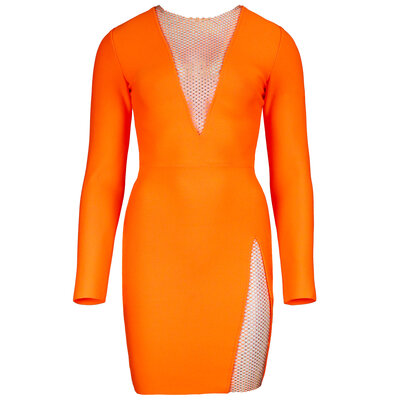 JAIMY Diamond detail bandage dress orange