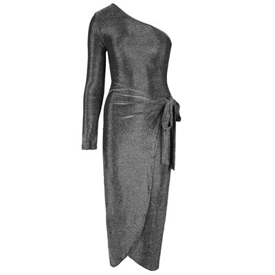 JAIMY Raina one shoulder sparkle dress silver