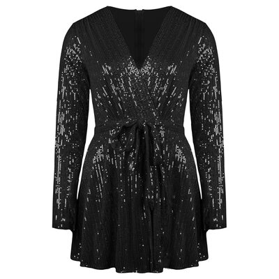 JAIMY Talia sequin playsuit black