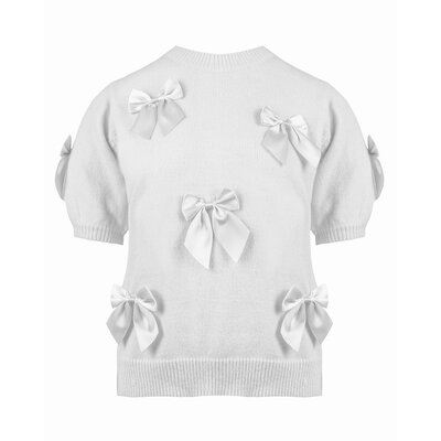 JAIMY Satin bow sweater top white