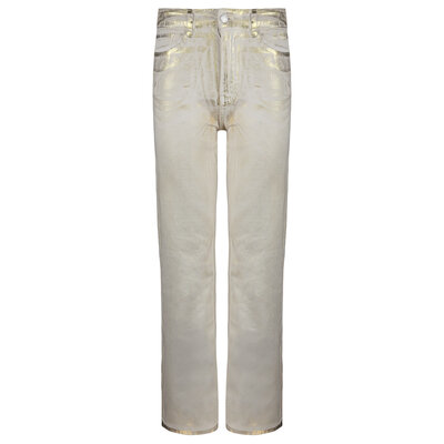 JAIMY Gold detail wide leg jeans beige