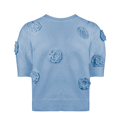 JAIMY Flower detail sweater top blue