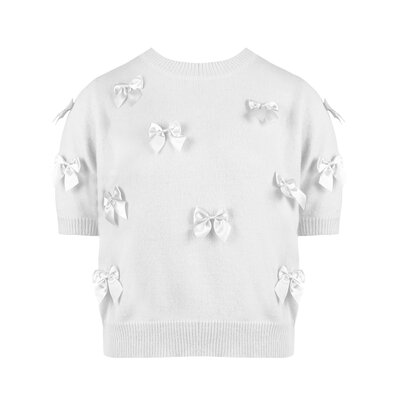 JAIMY Dalia satin bow sweater top white