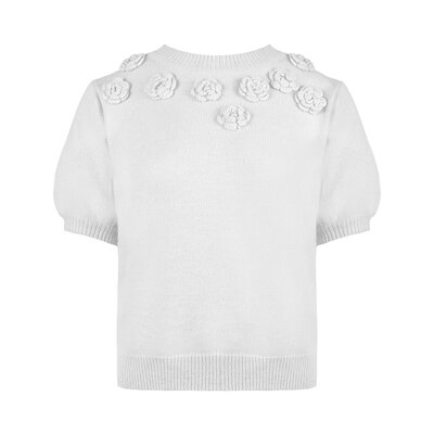 JAIMY Jayda flower detail sweater top white