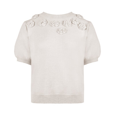 JAIMY Jayda flower detail sweater top creme