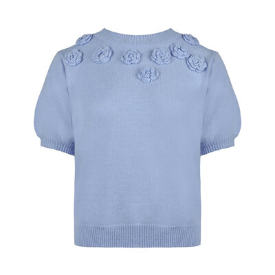 JAIMY Jayda flower detail sweater top blue