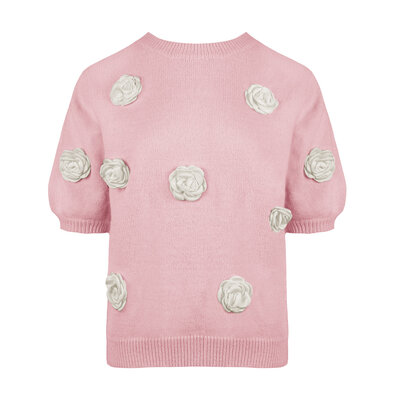 JAIMY Natasha flower detail sweater top pink