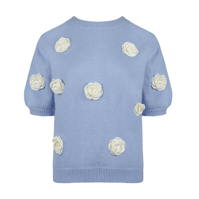 JAIMY Natasha flower detail sweater top blue