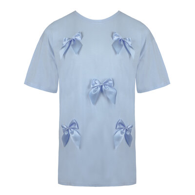 JAIMY Satin bow t-shirt light blue