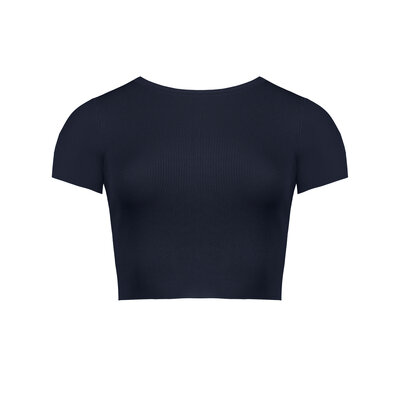 JAIMY Hailey short sleeve cropped top navy