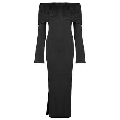 JAIMY Bonnie off shoulder knitwear dress black