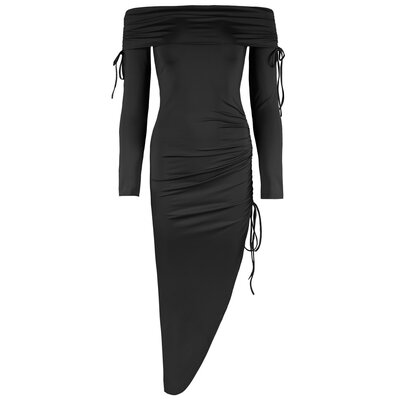 JAIMY Halo off shoulder travel dress black