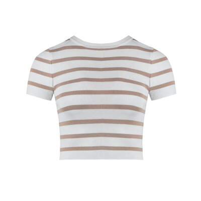 JAIMY Hailey stripe cropped top beige