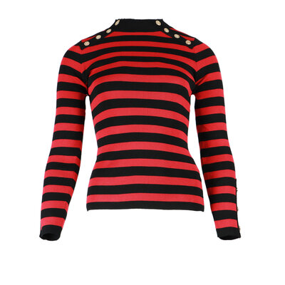 JAIMY Striped gold buttons top red