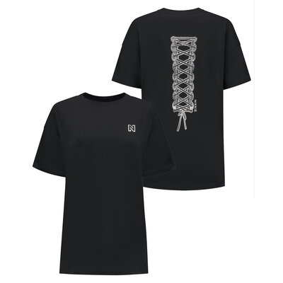 NIKKIE Lace up t-shirt black