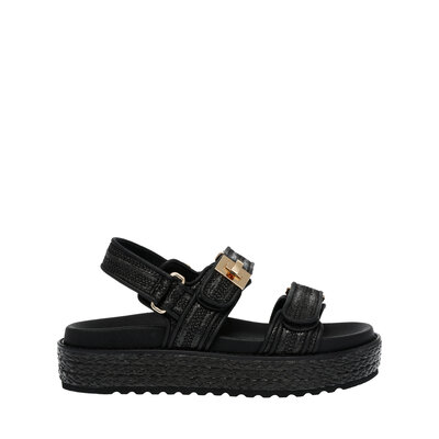 STEVE MADDEN Bigmona sandal blk raffia